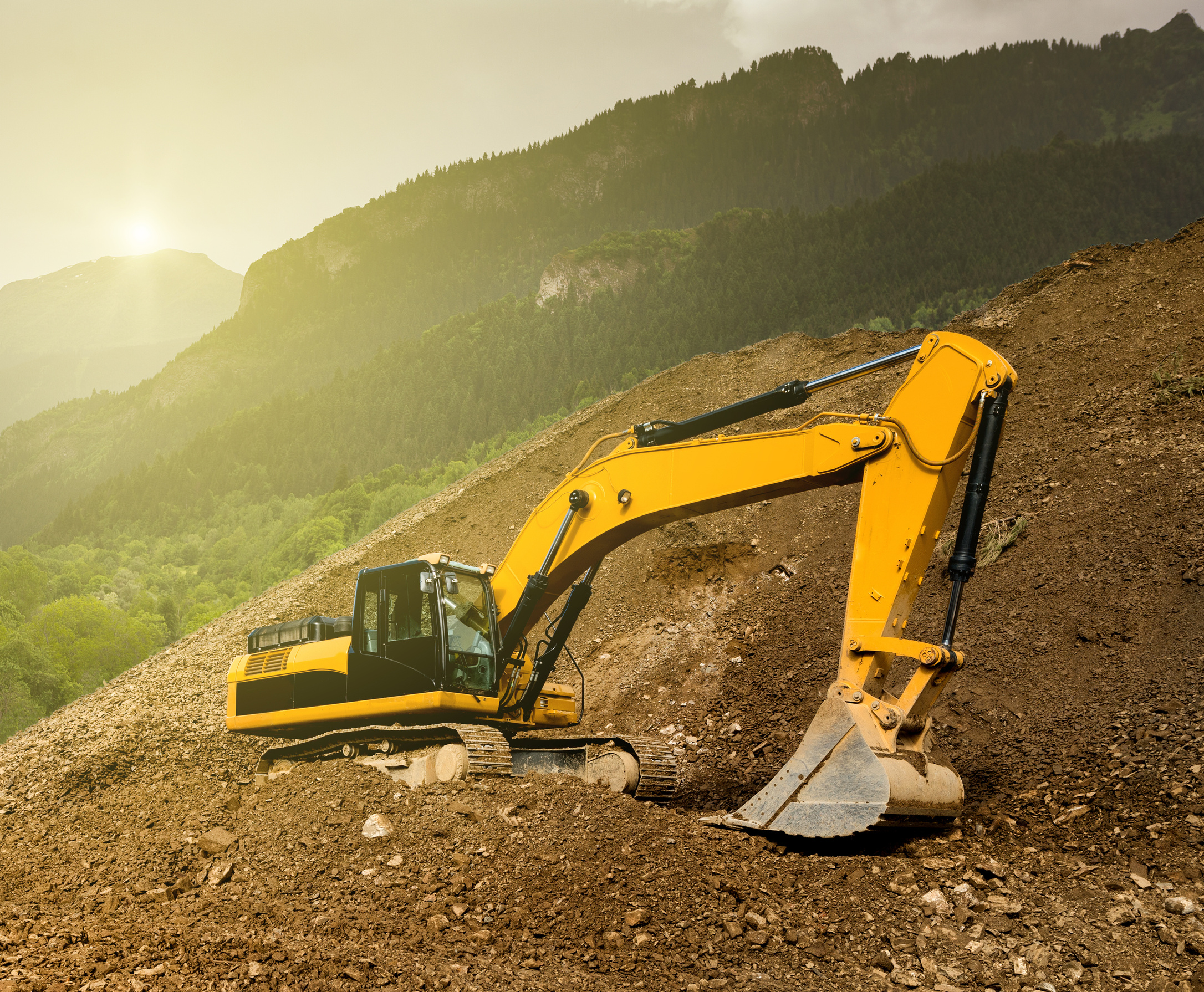 Bulldozer Parked on Soil 